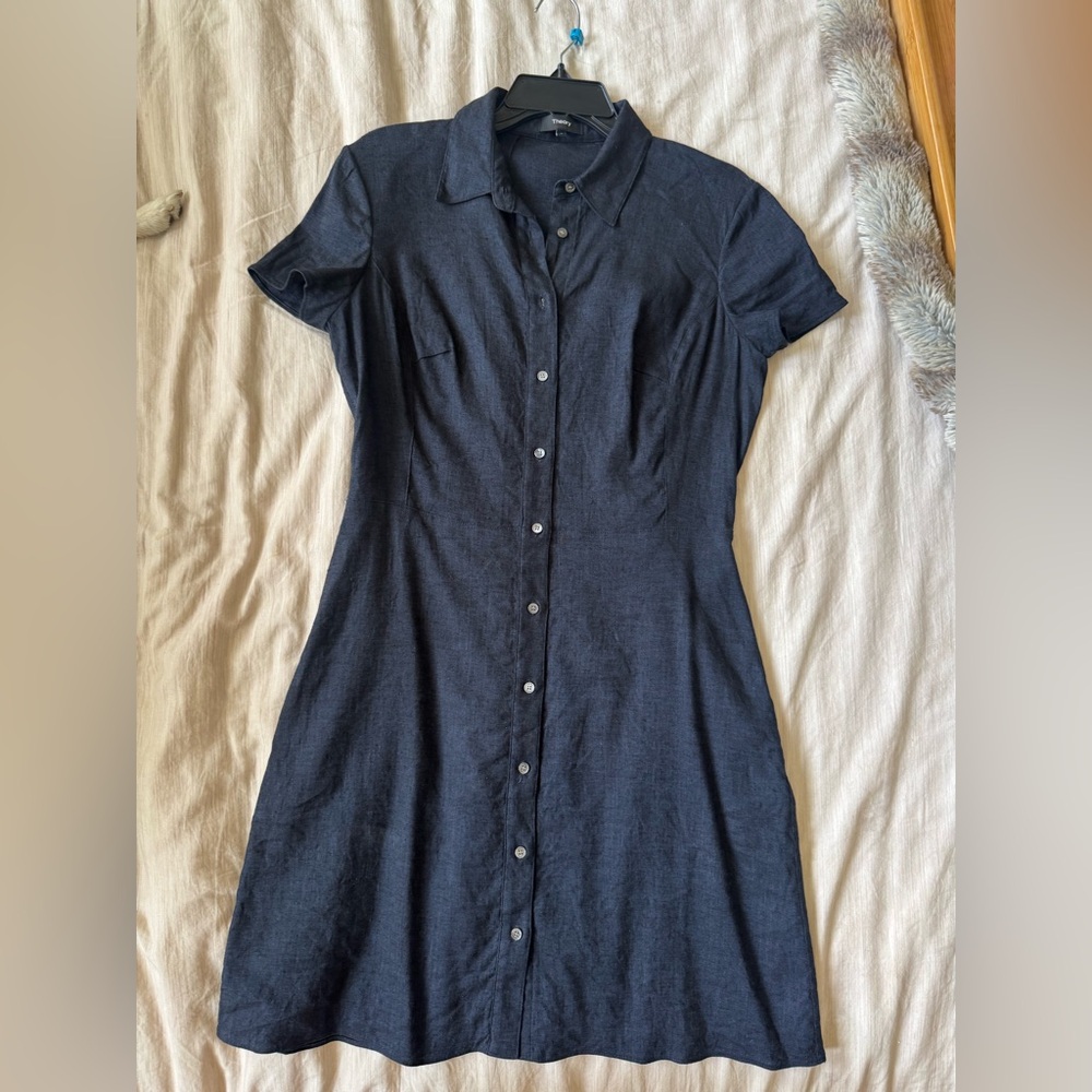 Theory Linen Blend Collared Dress size 6